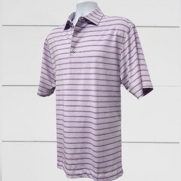 FootJoy Purple Striped Performance Golf Polo Shirt SKU#25546 - Men’s Size Large - Picture 4 of 9